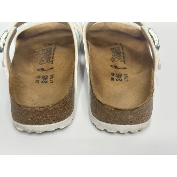 Birkenstock Birkis Anchor Print Sandals Slides Size 38 Women 7 Nautical Coastal - Picture 5 of 9
